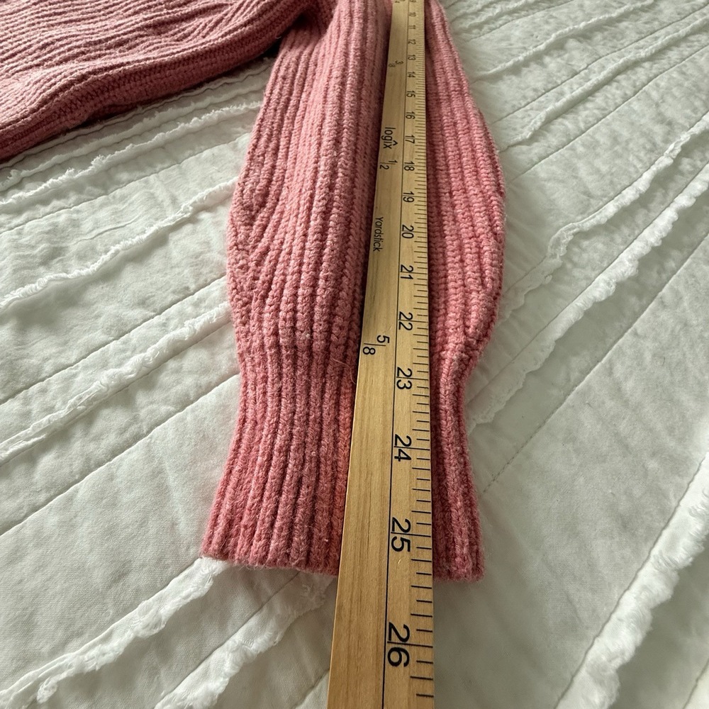 Old Navy Chunky Knit Cardigan Sweater Women M Medium Pink Cottage Prep College - Picture 7 of 7